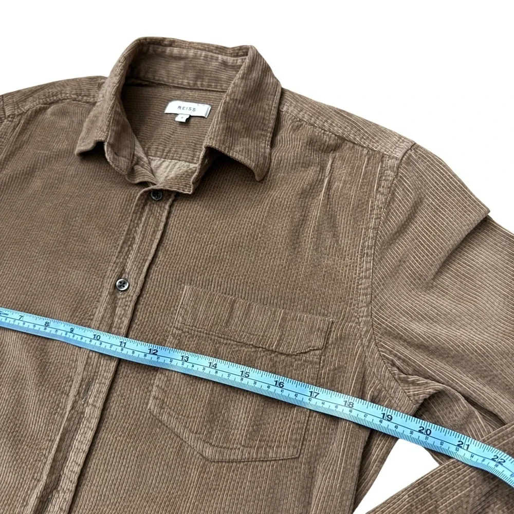 Reiss‎ Minimalist Corduroy Button Down Shirt  Cotton Pocket DD17